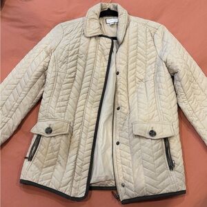 CHARTER CLUB WOMENS JACKET BEIGE QUILTED ZIP UP